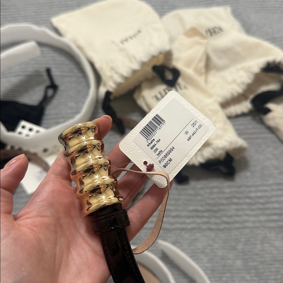 KHAITE Black and Gold Leather Belt - Picture 2 of 4